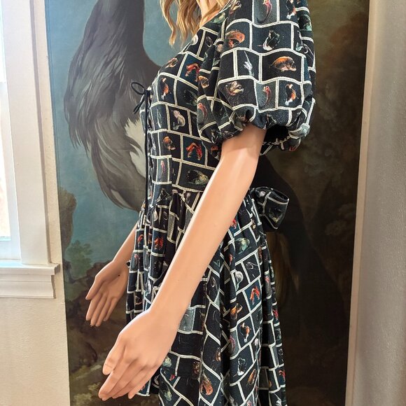 Cute Fish Puff Sleeves Farm Chores Mini Dress w/ Pockets  FASHION BRAND COMPANY - Picture 8 of 9